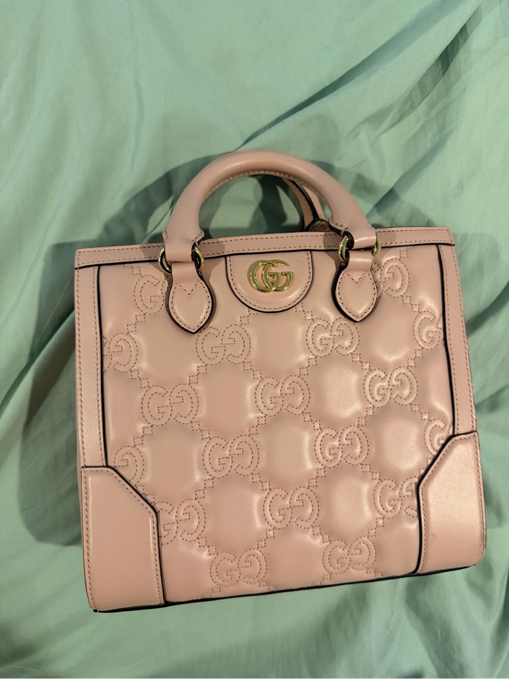 Gucci Blush Pink Embossed GG Top-Handle Satchel